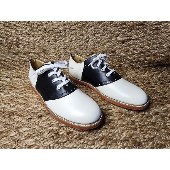 Kesco Classic White Black Lace-up Saddle Oxford Uniform Shoes Size 11.5 New! - Picture 3 of 11